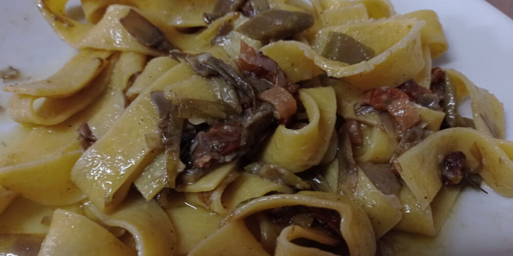 Pappardelle carciofi e guanciale Trattoria Ponzano